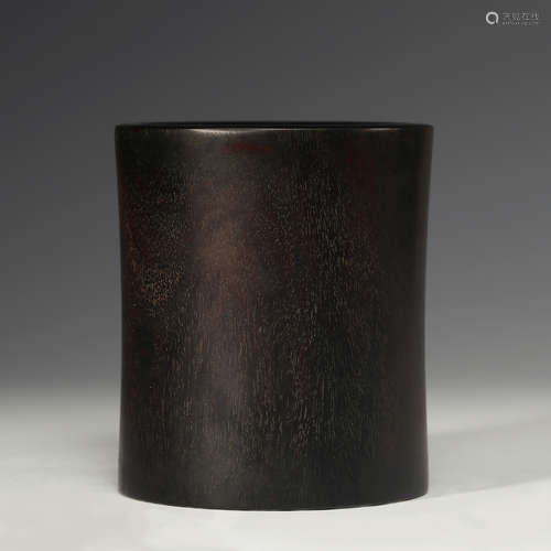 CHINESE ZITAN WOOD BRUSH POT