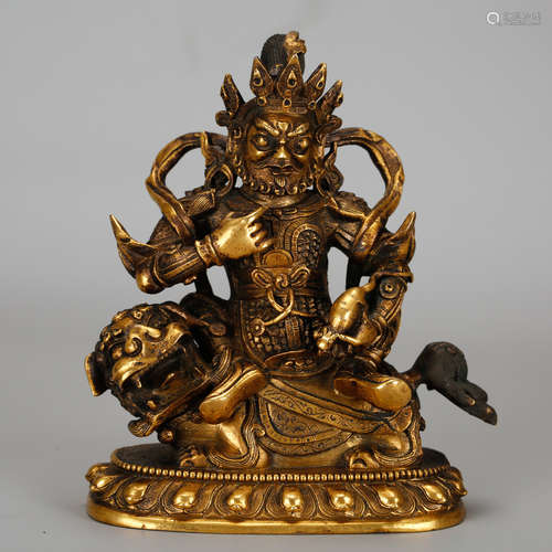 CHINESE GILT BRONZE SEATED JAMBHALA