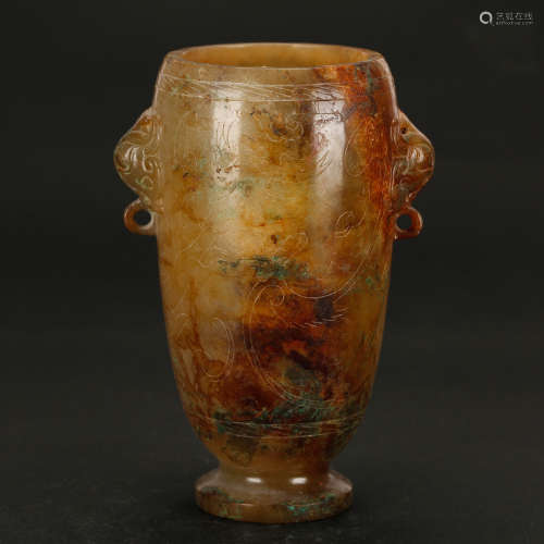 CHINESE ARCHAIC STYLE JADE CUP
