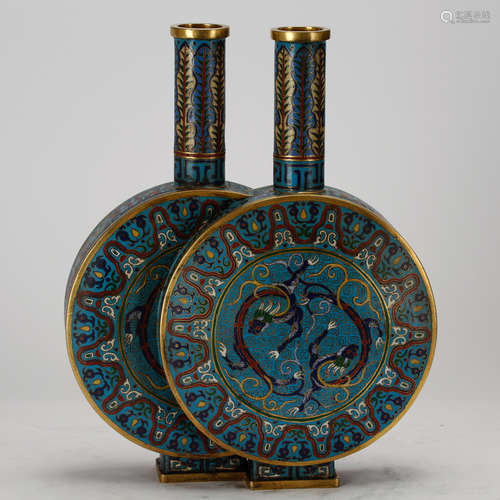 CHINESE CLOISONNE ENAMEL DOUBLE VASE