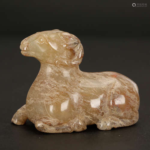 CHINESE ARCHAIC STYLE JADE RAM