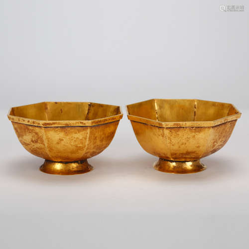 CHINESE QING DYNASTY GOLD BOWL, PAIR