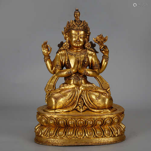 CHINESE GILT BRONZE SEATED TARA