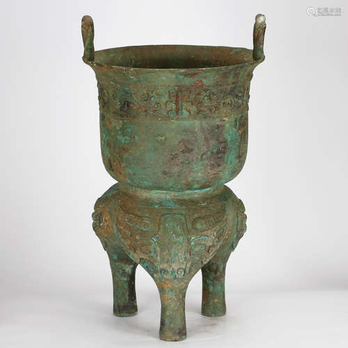 CHINESE ARCHAIC STYLE BRONZE CENSER VESSEL