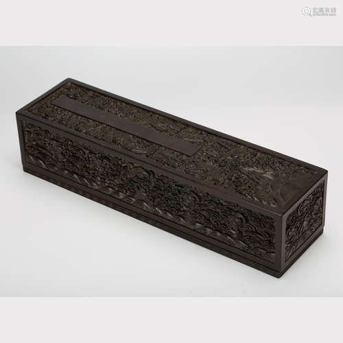 CHINESE HARDWOOD DRAGON COVER BOX