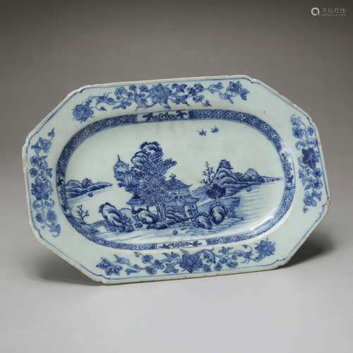 CHINESE BLUE AND WHITE PORCELAIN PLATE