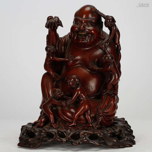 CHINESE HARDWOOD CARVED HOTEI