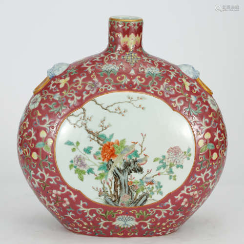 CHINESE FAMILLE ROSE MOONFLASK VASE