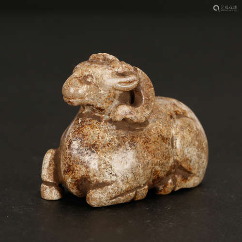 CHINESE ARCHAIC STYLE JADE SHEEP