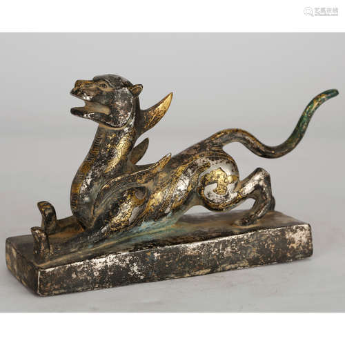 CHINESE GILT BRONZE BEAST