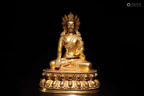 A QING QIANLONG TIBETAN BRONZE GILD 