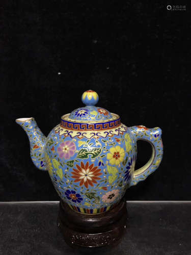 A QIANLONG NIANZHI MARK ENAMEL TEAPOT