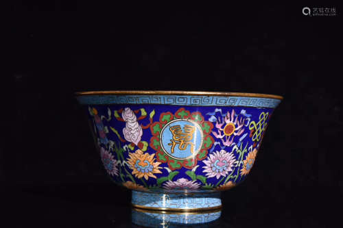 A COPPER ENAMEL BOWLS,LATE QING DYNASTY