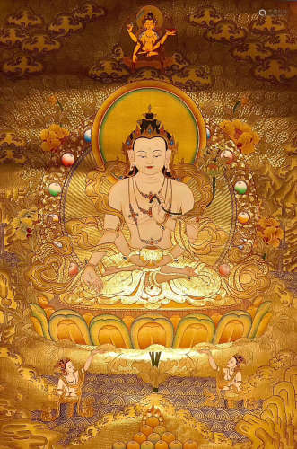 A GOLDEN THANGKA BUDDHA