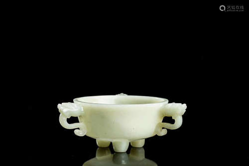 A HETIAN LIGHT GREENISH WHITE JADE WRITING-BRUSH WASHER