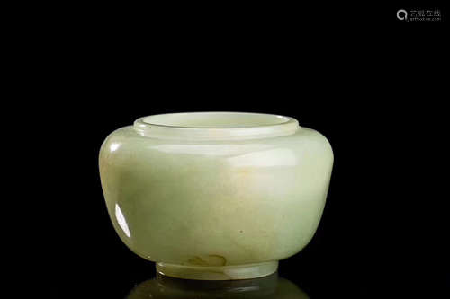 A HETIAN LIGHT GREENISH WHITE JADE WATER POT