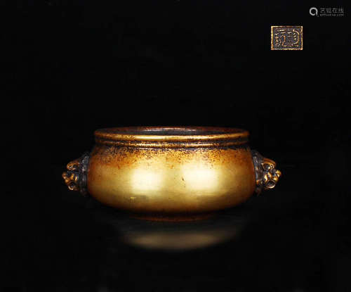 A COPPER GILT RELIEVO CENSER MING DYNASTY