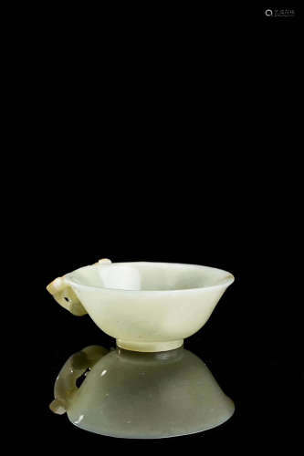 A HETIAN LIGHT GREENISH WHITE JADE WRITING-BRUSH WASHER