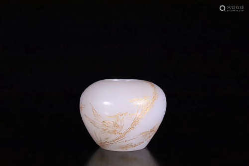 AN HETIAN WHITE JADE STUDY DROPPER,QING DYNASTY