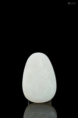 A GUANYIN DESIGN HETIAN WHITE JADE PENDANT