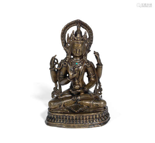 16th/17th century or later A bronze figure of Shadakshari Lokeshvara