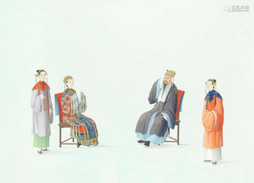 Four acted scenes from Romance of the Three Kingdoms Canton School (circa 1830)