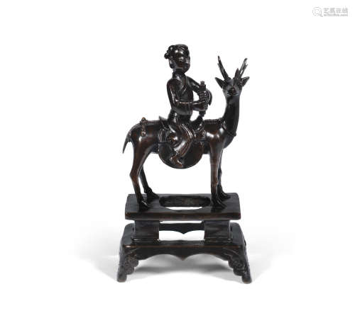 Late Ming Dynasty A 'boy and deer' joss stick holder