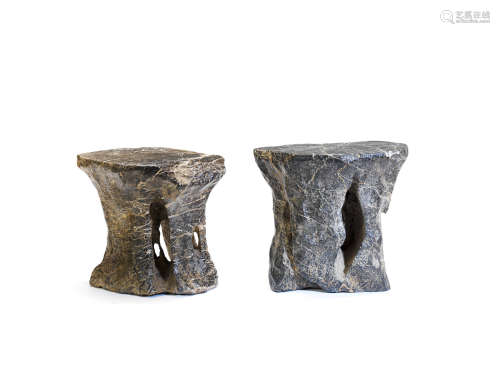 Qing Dynasty or later A pair of naturalistic 'scholar's rock' plinths