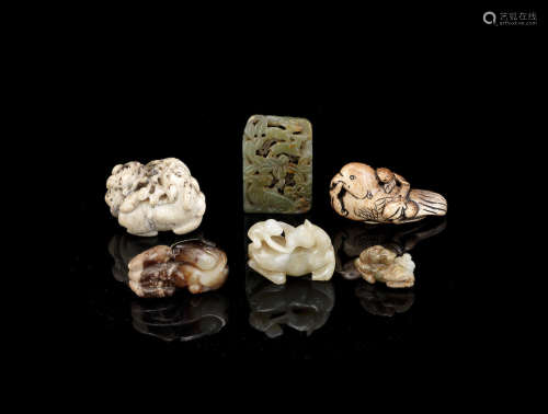 Qing Dynasty and later A group of six various jade carvings