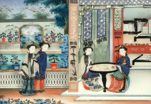 19th century A reverse glass painting