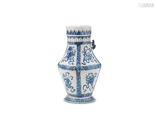 Qianlong seal mark, 19th century A blue and white archaistic baluster vase