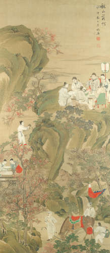 'Losing the Hat at Mt. Long', cyclically dated Ding Mao year, corresponding to either 1807 or 1867  Chinese School (19th century)