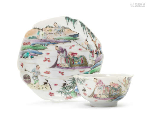 Yongzheng A fine famille rose 'fishermen' tea bowl and saucer