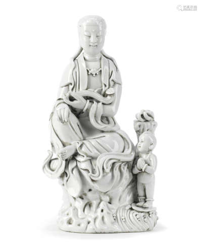 19th century A blanc-de-chine figure of Guanyin