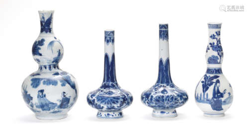Mid-17th century to Kangxi A group of blue and white vases