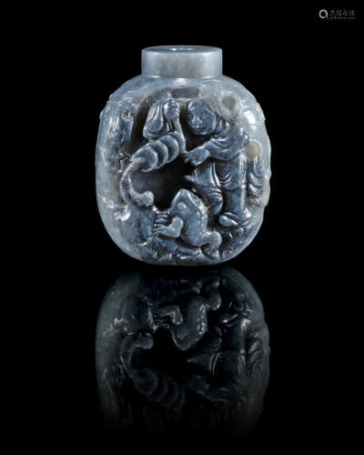 Qing Dynasty A fine black jade 'Liu Hai' snuff bottle