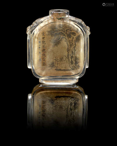 Signed Ma Shaoxuan, cyclically dated to 1915 and of the period A rare large inside-painted rock crystal snuff bottle