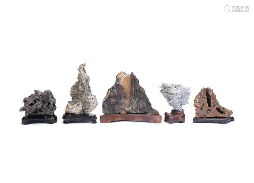 Qing Dynasty A group of five scholar's rocks