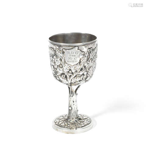 Cutshing stamped mark, 19th century A Scottish market repoussé silver goblet