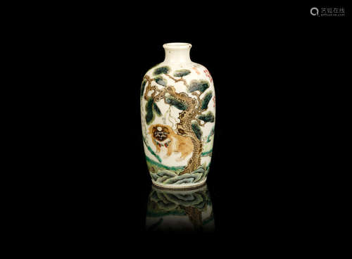 Guangxu twelve-character mark, cyclically dated Xin Mao year, corresponding to 1891 A large enamelled 'three friends' snuff bottle