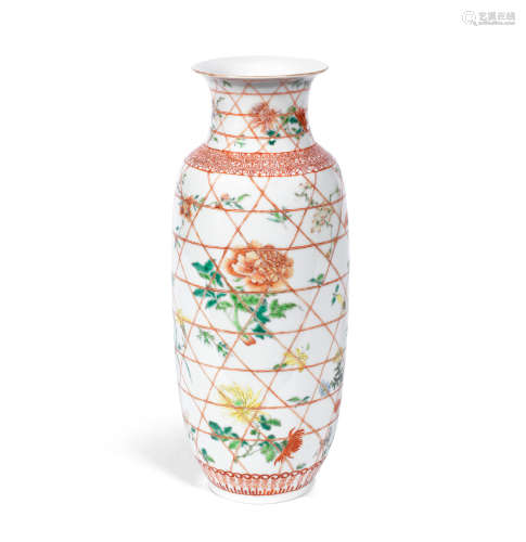 Qianlong seal mark An enamelled 'flower basket' baluster vase