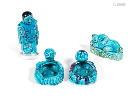 Kangxi A group of turquoise-glazed figures