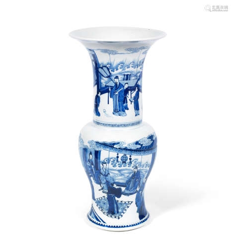 Kangxi A blue and white baluster vase, yenyen