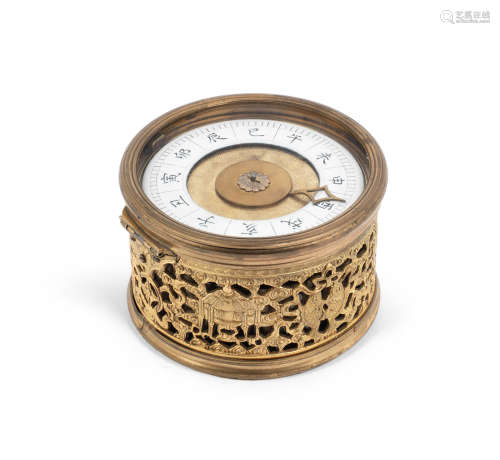 An interesting brass table clock