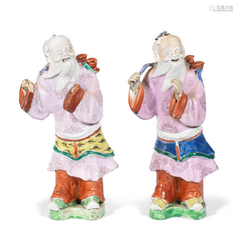 18th century A pair of famille rose figures of Dongfang Shuo