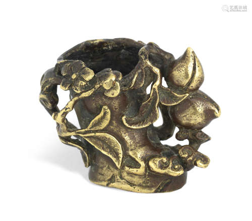 17th/18th century A small gilt-bronze 'prunus' tool vase