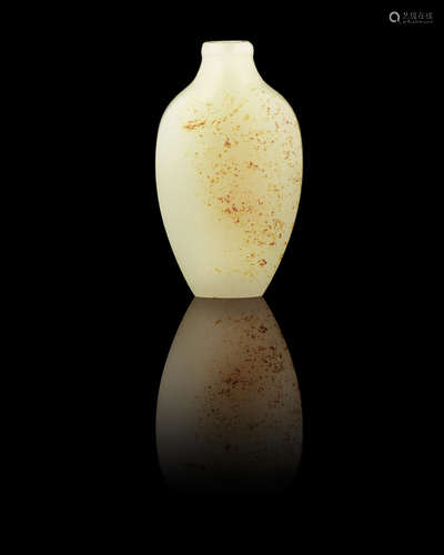 18th century A mottled white and russet jade snuff bottle