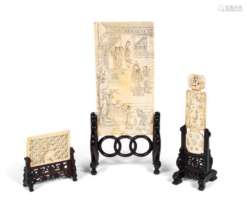 18th/19th century A group of three ivory plaques