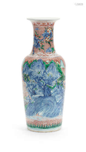 Shunzhi, circa 1650 A rare wucai baluster vase