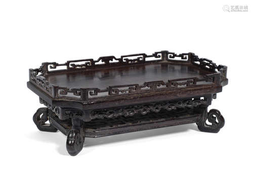 18th/19th century A small carved zitan stand